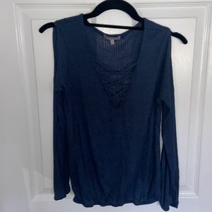 Navy blue cross up sweater